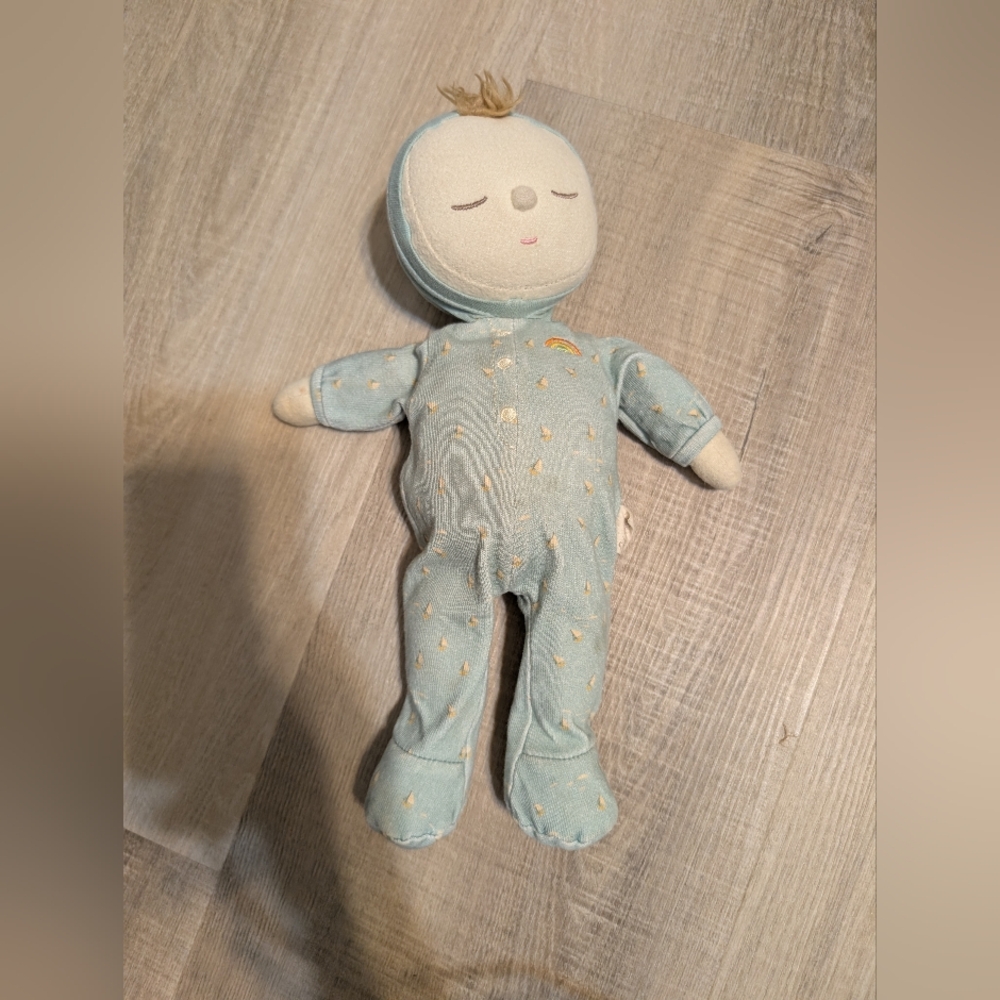 Blue Plush Baby Doll with Gold Accents